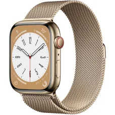 Apple Watch 8 45mm (GPS+LTE) Gold Stainless Steel Case with Gold Milanese Loop